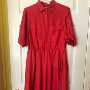 Red Wonky Collared Dress